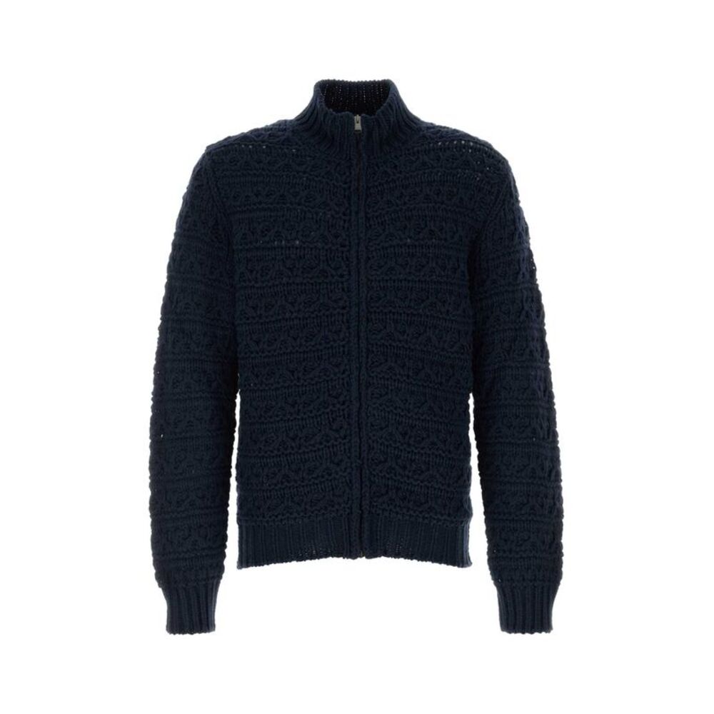 Canali Men Navy Blue Alpaca Blend Cardigan